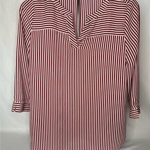 Van Heusen Red and White Striped Casual Shirt